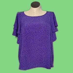 SHEIN Purple Flutter Sleeve Blouse Relaxed Fit